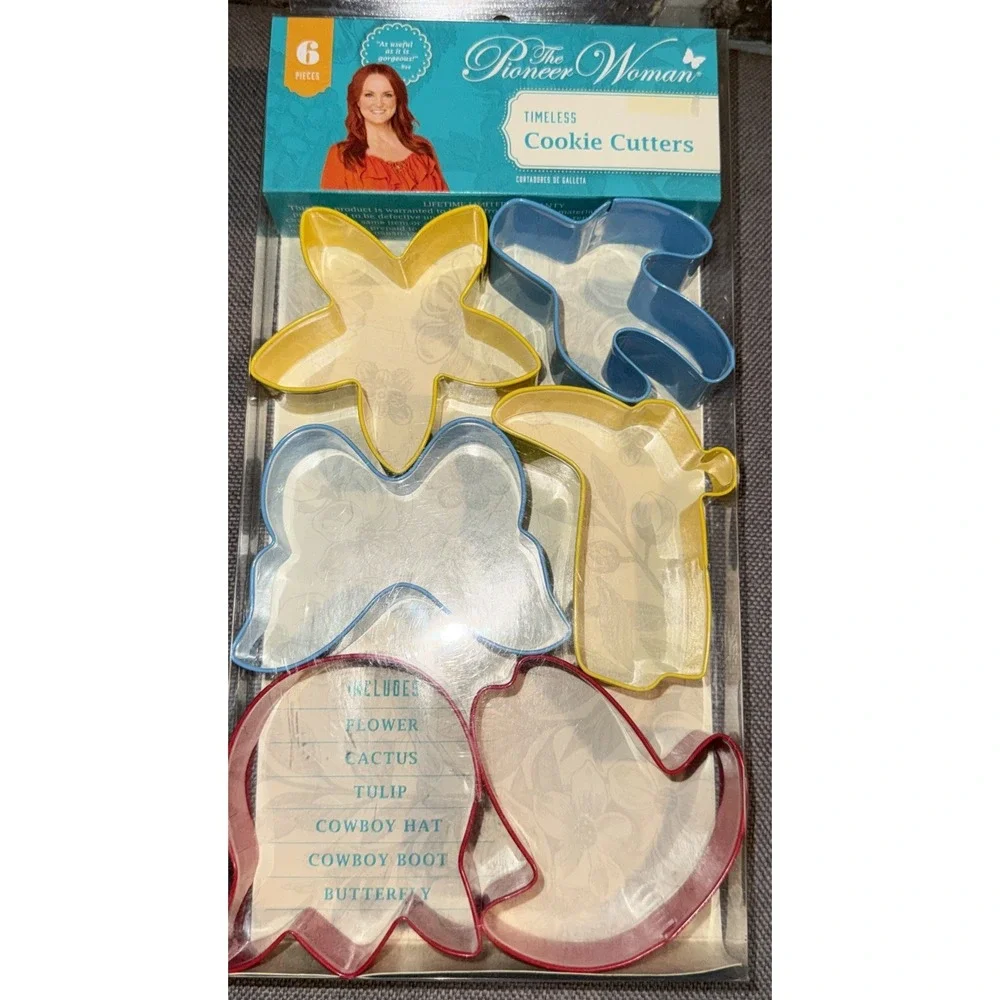 Pioneer Woman Timeless Cookie Cutters 6 pc Set‎ & Sugar Cookie Recipe New In Box